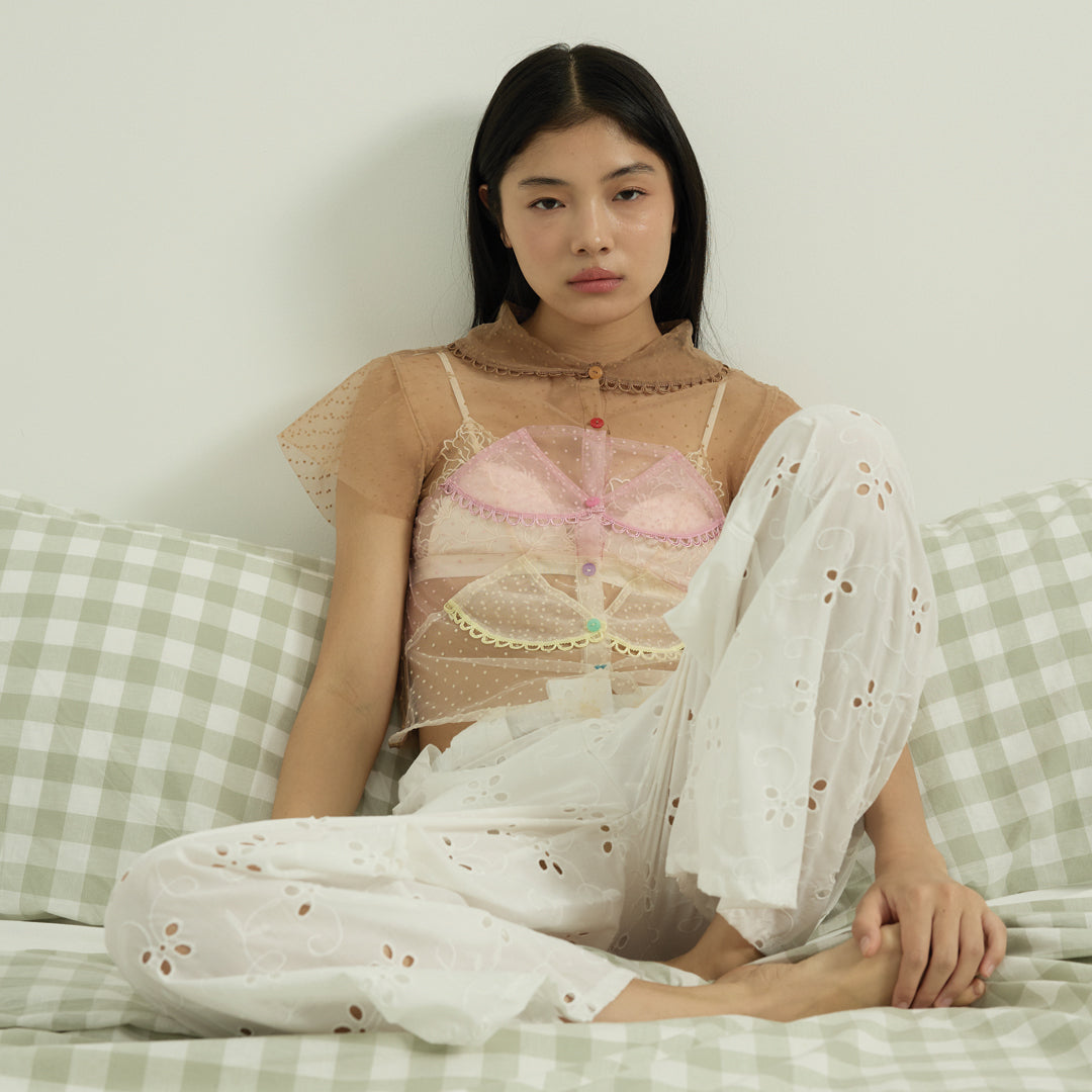 Dot triple collar shirt