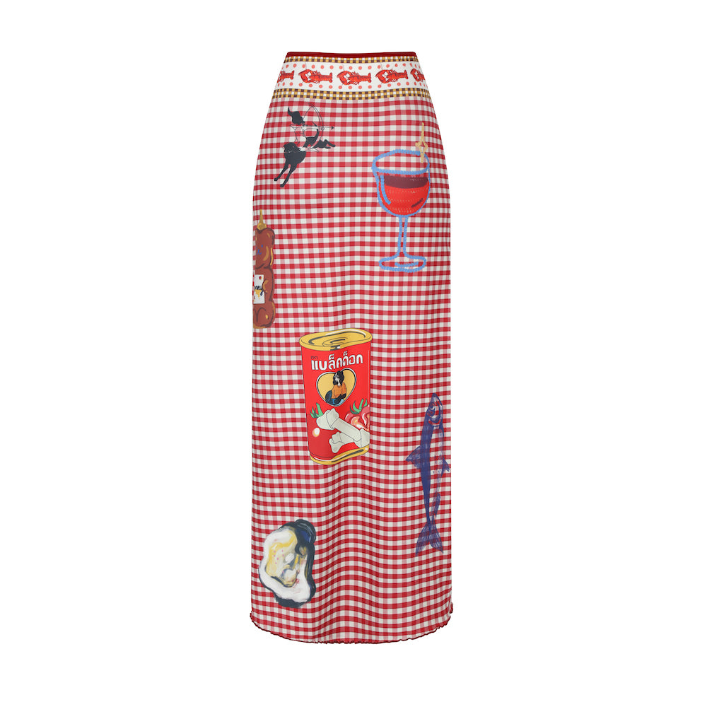 Fish check printed skirt