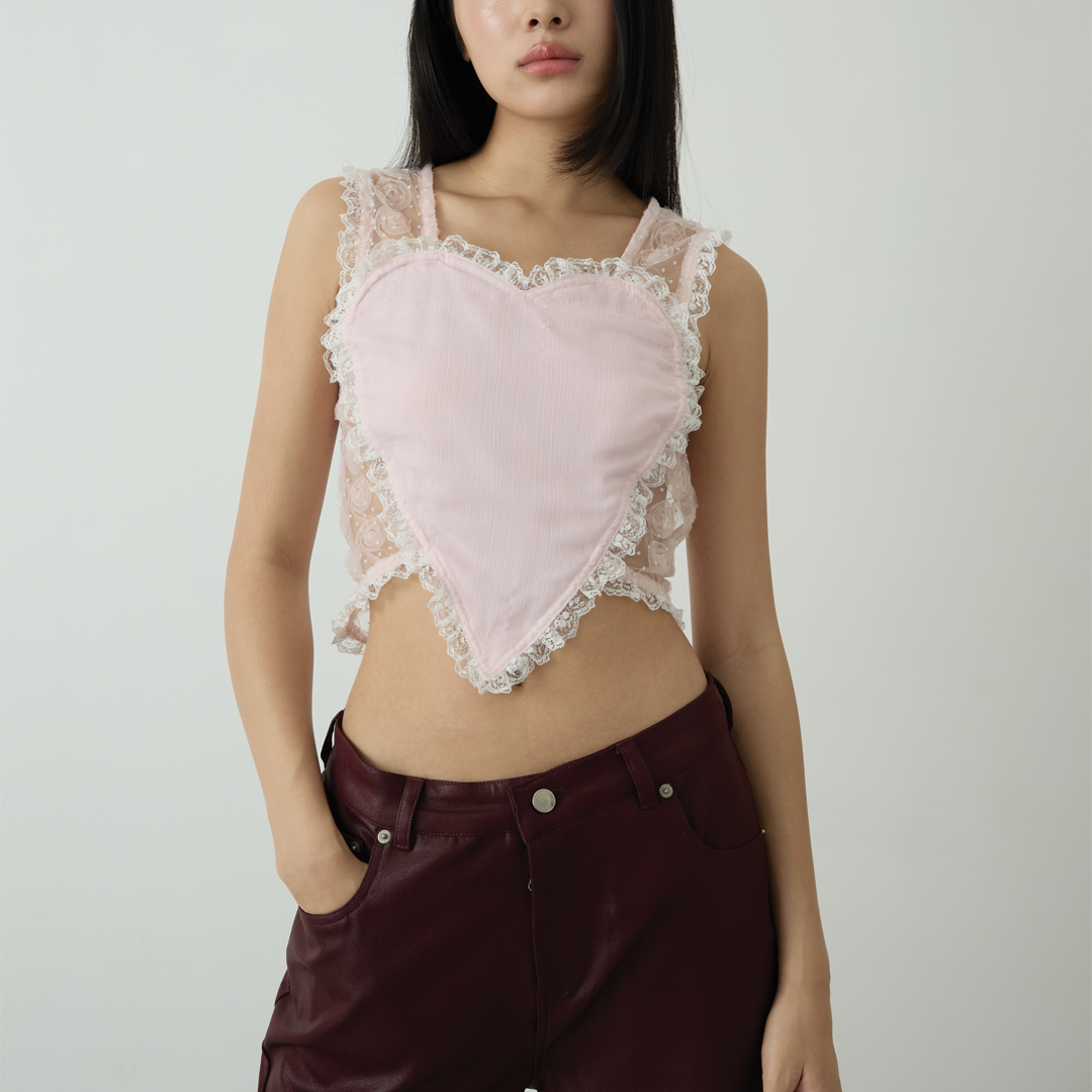 rose heart lace top