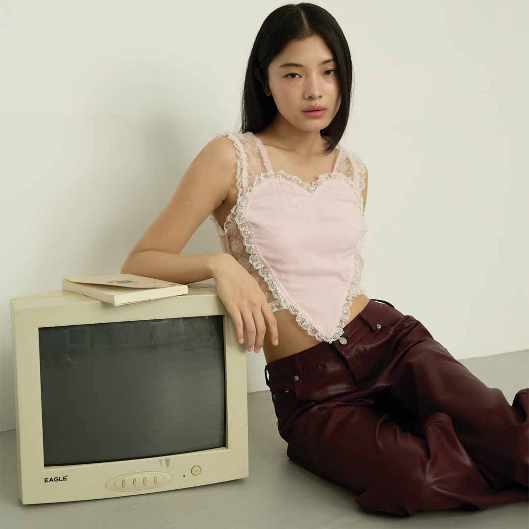 rose heart lace top