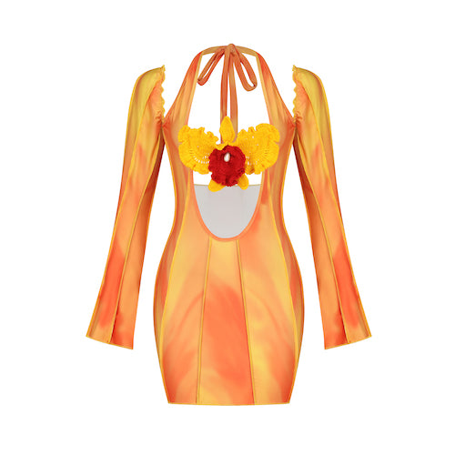 orchid halter dress