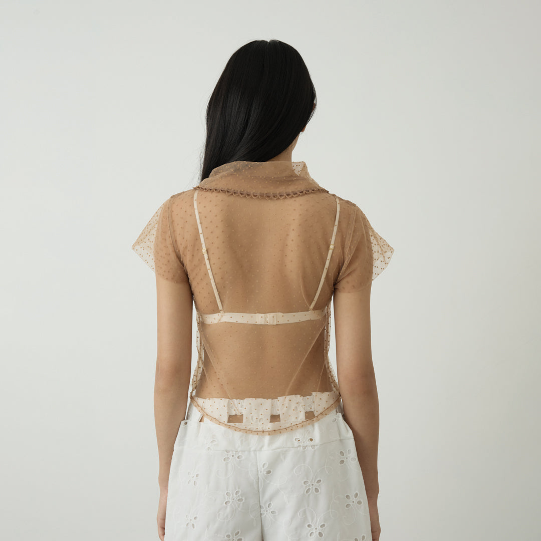 Dot triple collar shirt