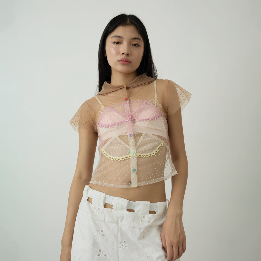 Dot triple collar shirt