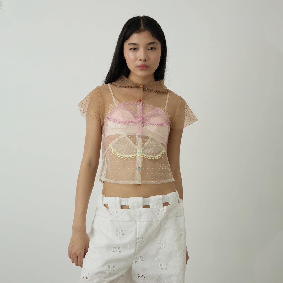 Dot triple collar shirt