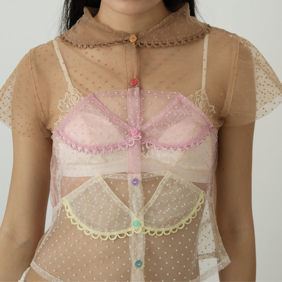 Dot triple collar shirt