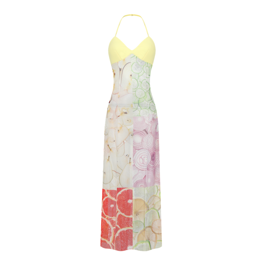 PRINTED HALTER MAXI DRESS