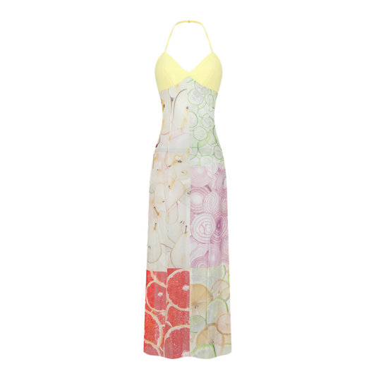 PRINTED HALTER MAXI DRESS