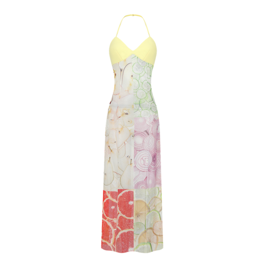 printed halter maxi dress