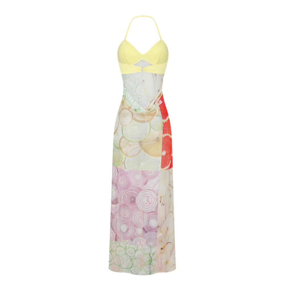 PRINTED HALTER MAXI DRESS