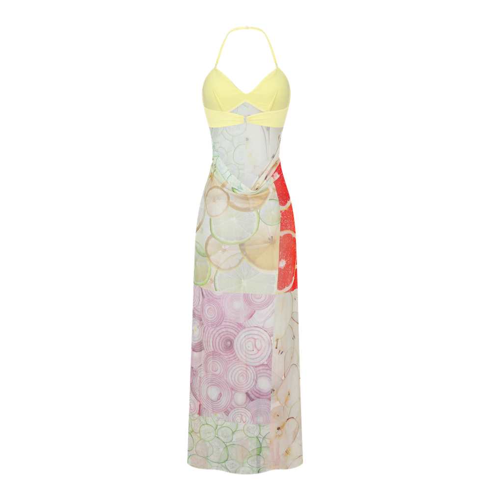 printed halter maxi dress