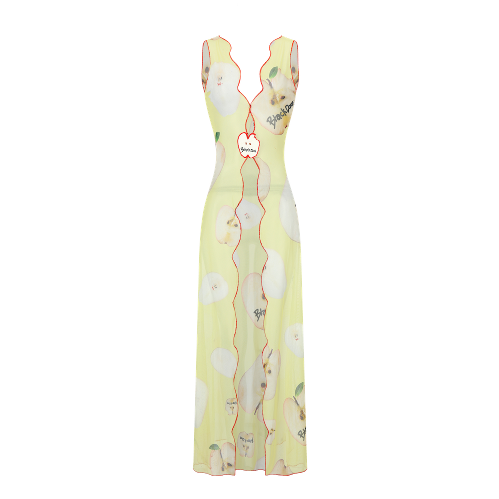 PRINTED MESH GOWN