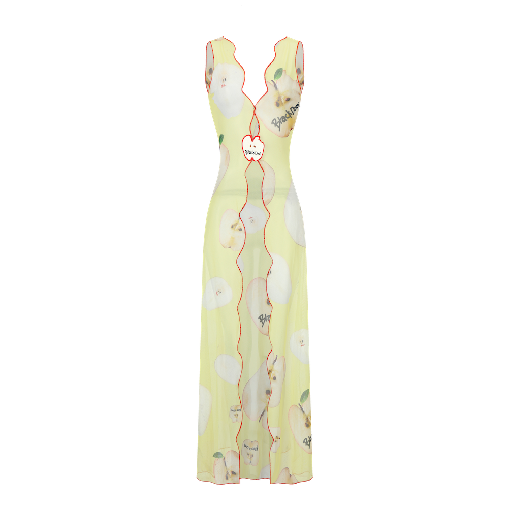 printed mesh gown
