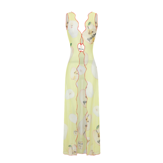 printed mesh gown