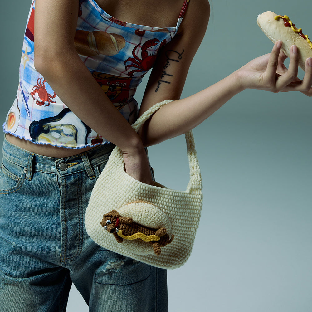 Hotdog crochet mini purse