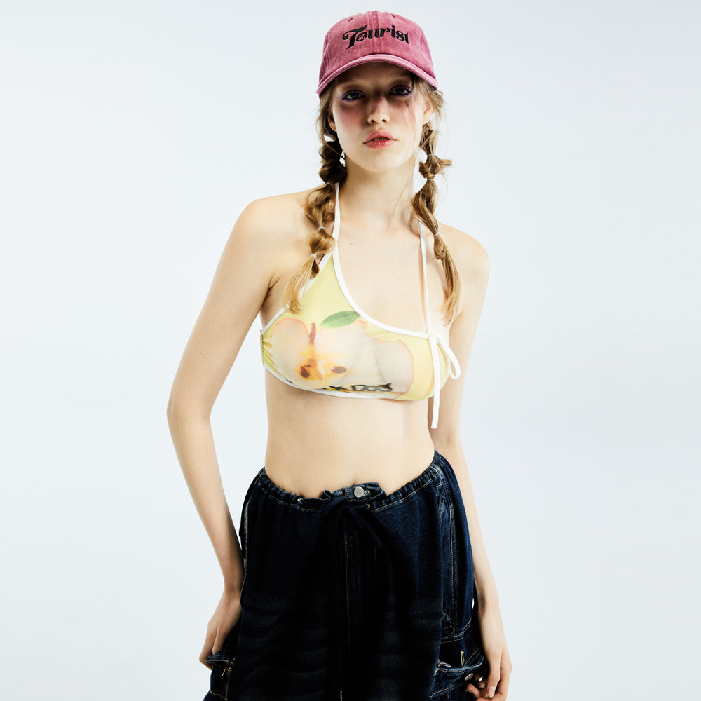 printed apple crop top