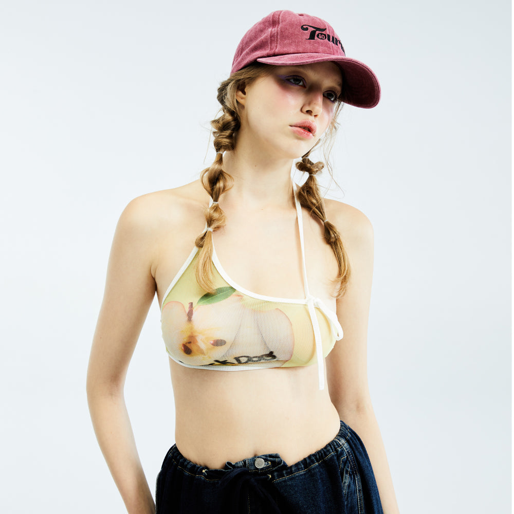 printed apple crop top