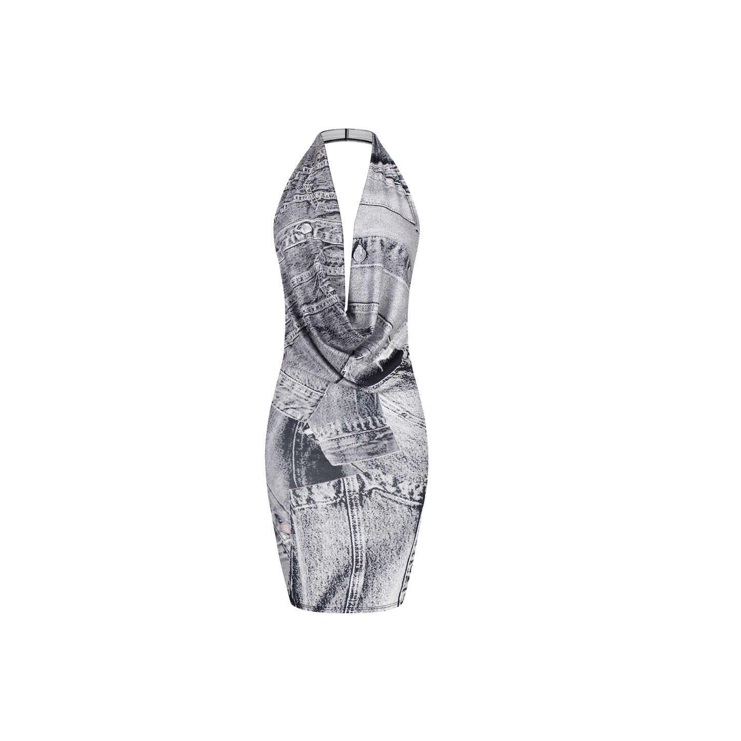 print halter mini dress